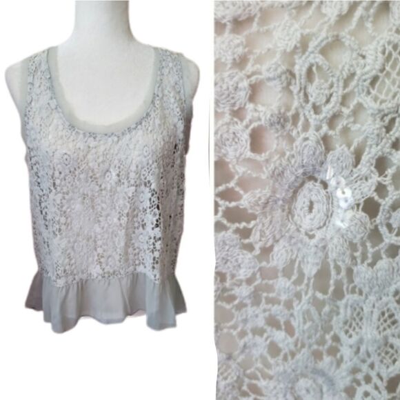 NEW AMERICAN RAG‎ Kingston crochet sheer top XL - Picture 1 of 6